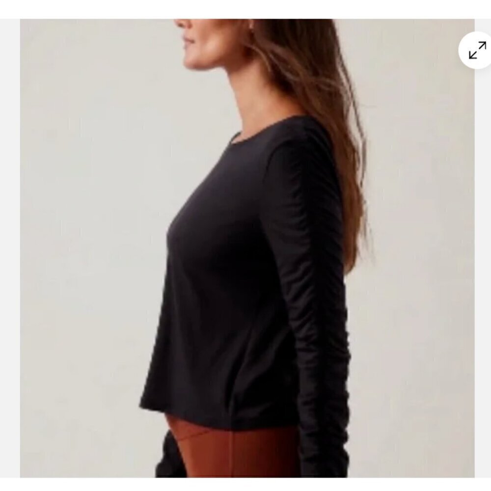 ATHLETA All Around Ruched Top Size 3X Black Long Sleeve NWT Slimming MSRP $75 - Picture 4 of 4